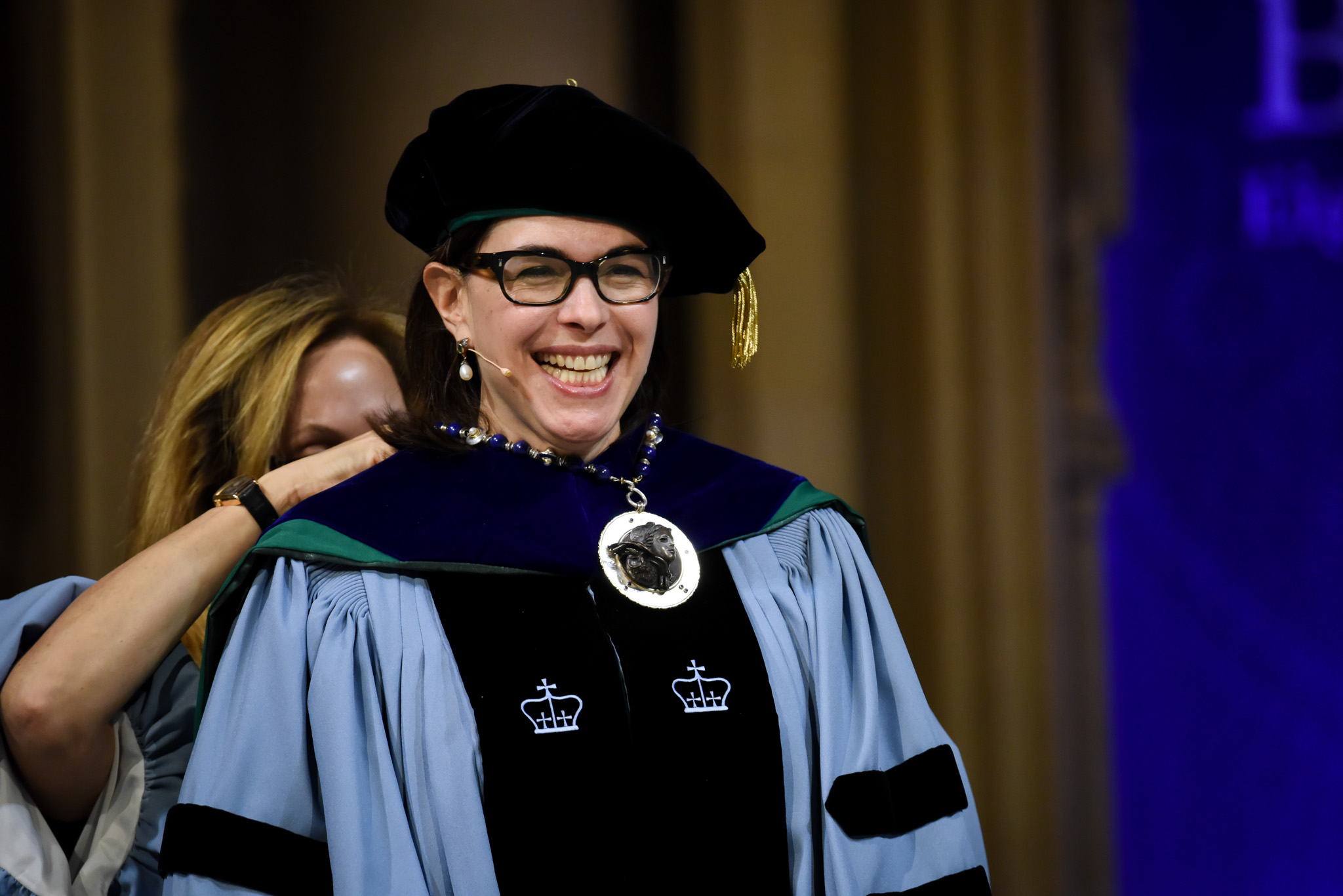 President Beilock receiving the President's Chain of Office at her inauguration in 2018