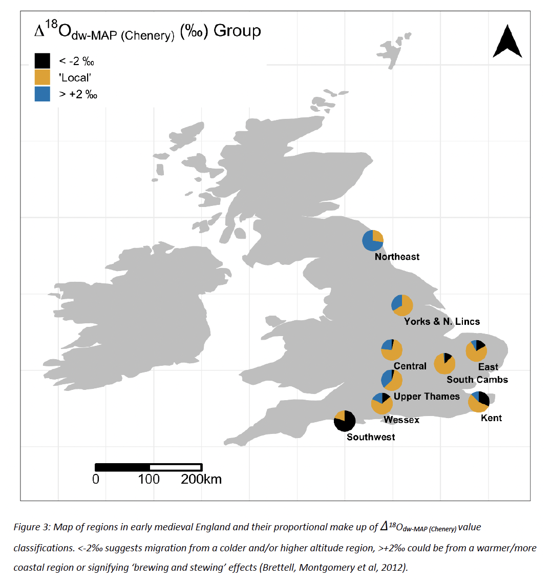 Map of the UK showing migration histories