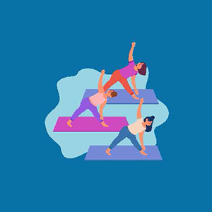 Image shows people exercising on yoga matts