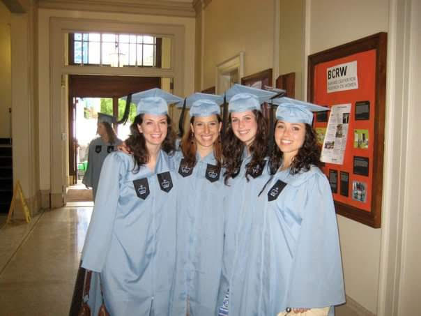 Erin with her three best Barnard friends at their graduation.